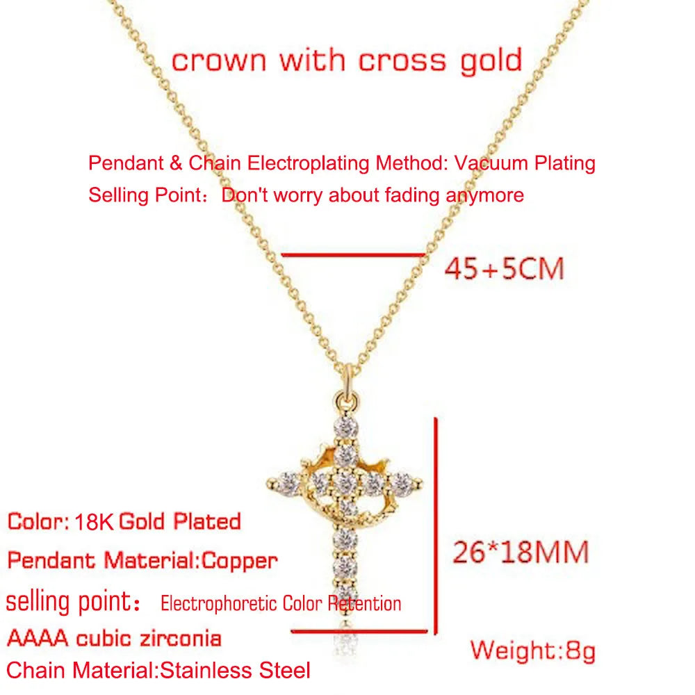 RadiantFaith™ Rotating Crystal Cross Necklace – Sparkling Diamond-Cut Pendant for Women