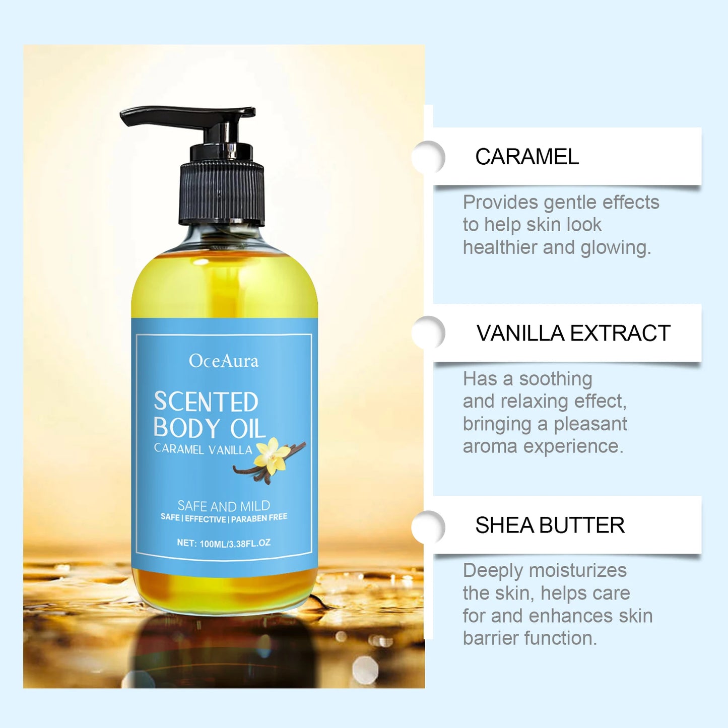 SkinHaven™ Body Oil – Caramel Vanilla