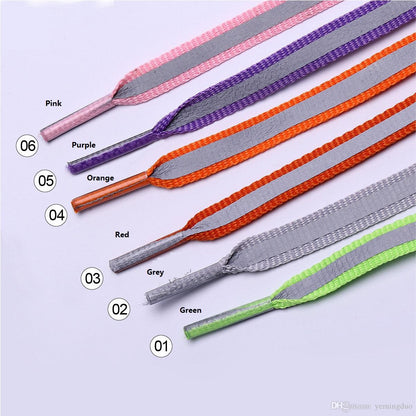 1 Pair Conspicuous Double Side Reflective 2Tone Laces