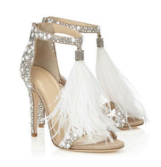 Feathered Sandals High Heels
