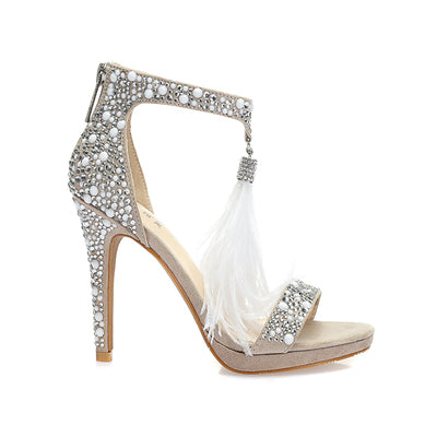 Feathered Sandals High Heels